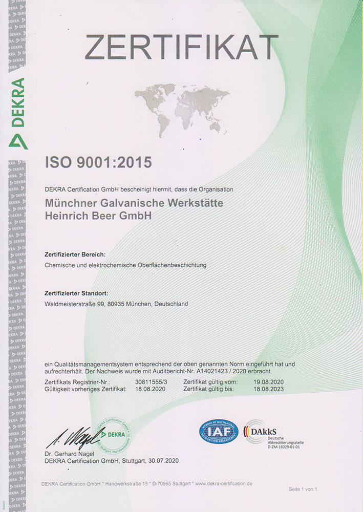ISO 9001:2008 Zertifikat