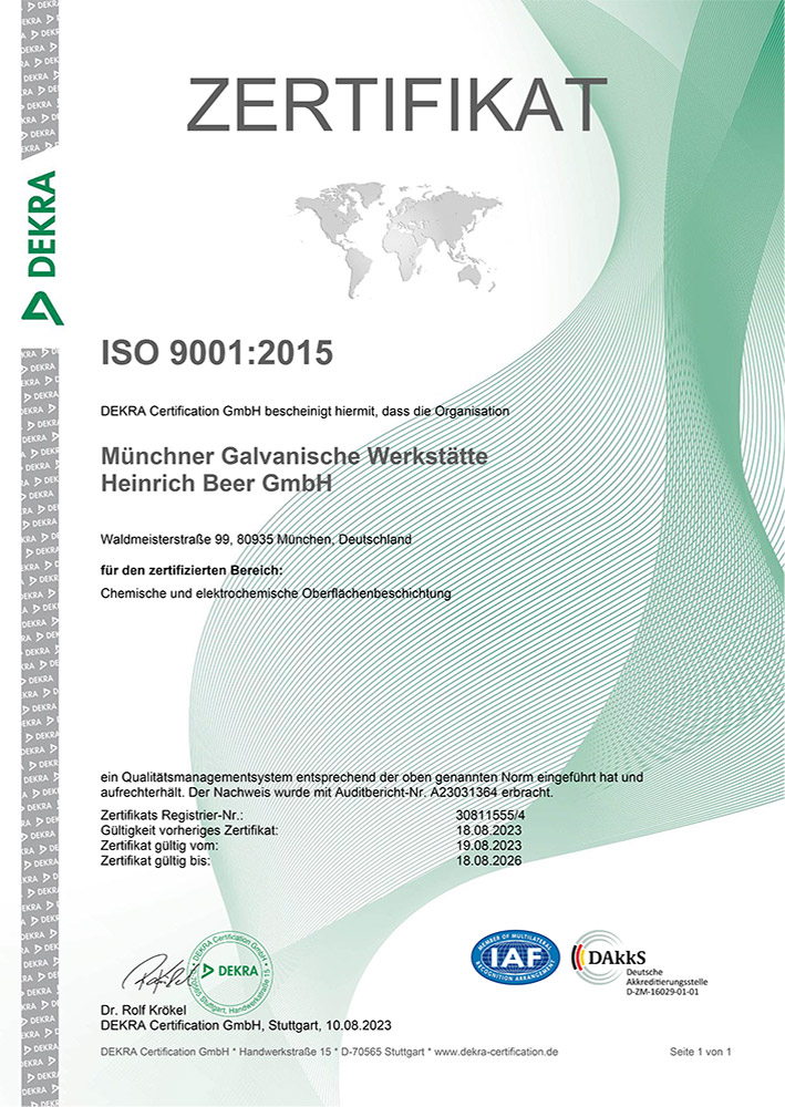 ISO 9001:2008 Zertifikat